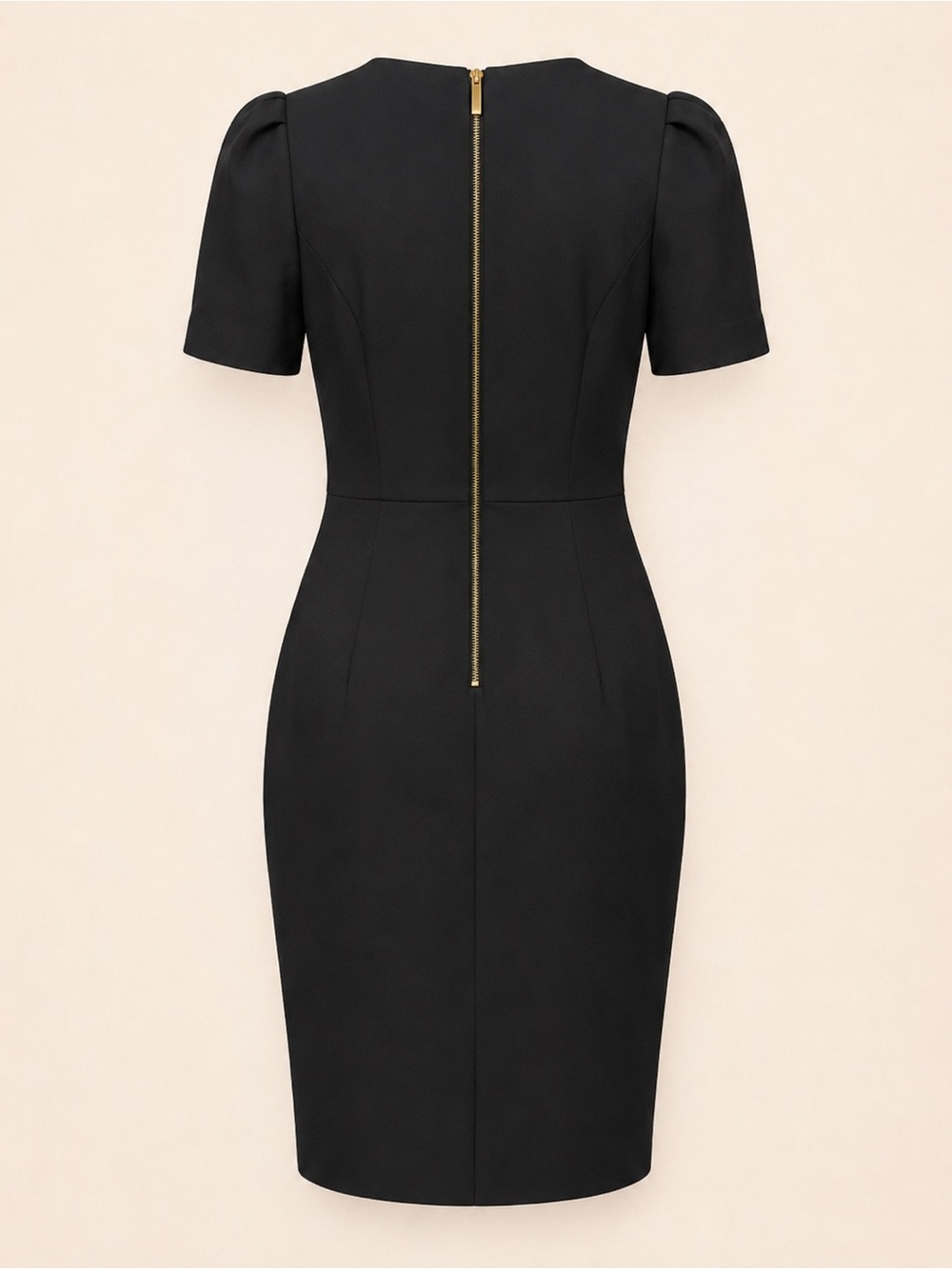 Calvin Klein Black Sheath Dress Gold Back Zipper Size 6 NWT - Picture 3 of 4